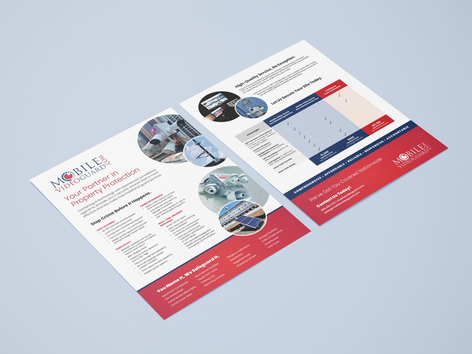 Security services B2B marketing brochure cover with brand-aligned layout, bold header, and strategic call to action.
